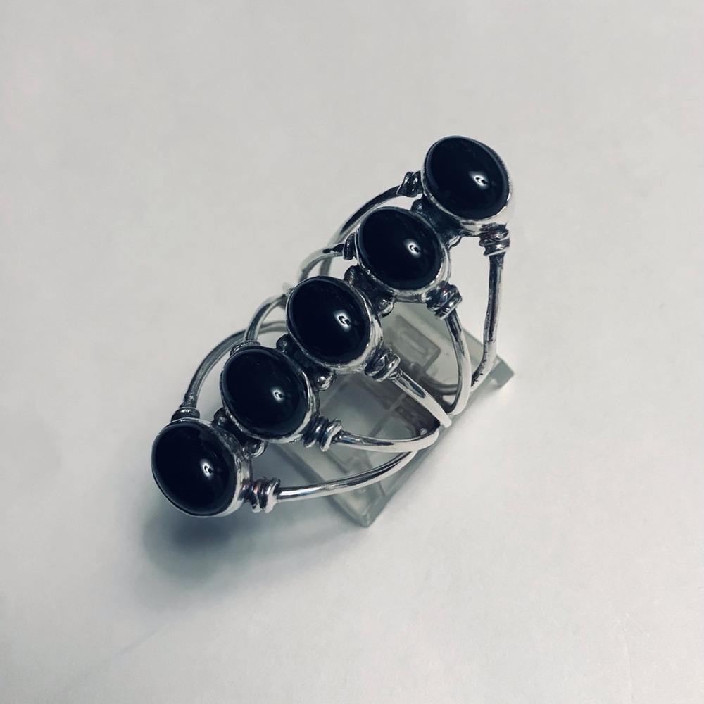 Black Onyx Stamped 925 Sterling Silver Ring